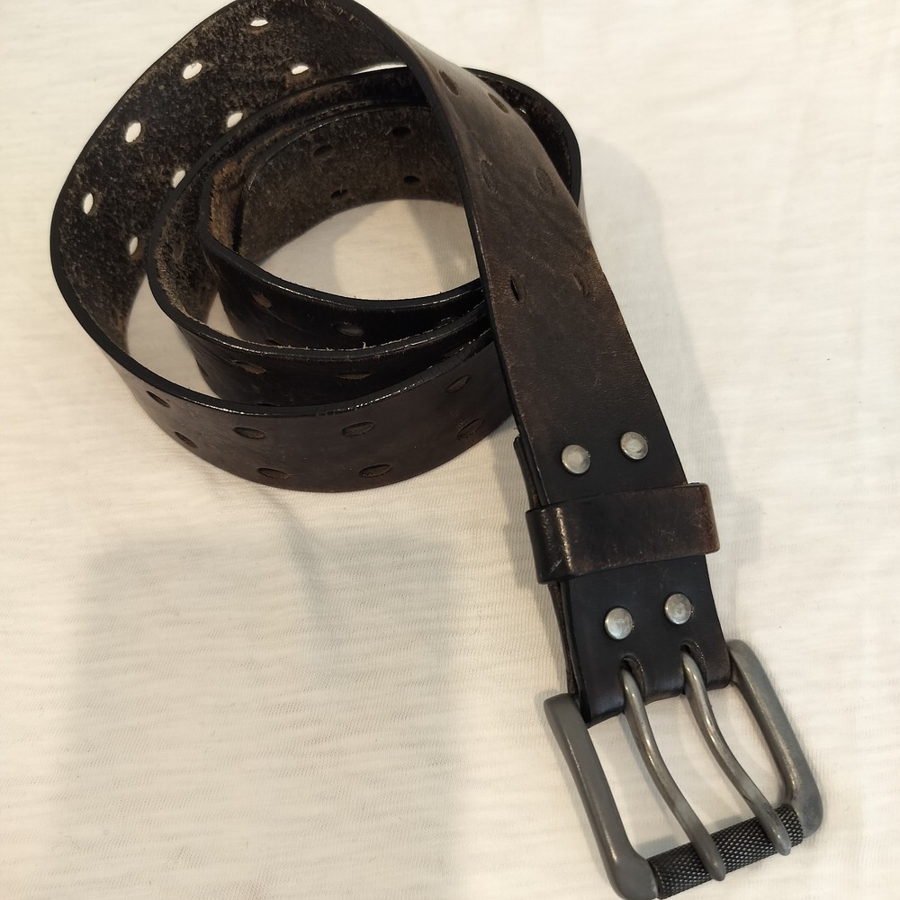Levi's Brown Genuine Leather Belt Size 42 Distressed Preppy Utility
